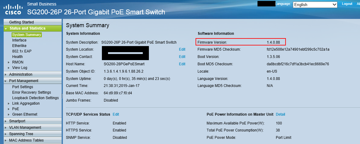 Solved: SG200-26 firmware 1.4.0.88 Port setting page corrupt / Firmware
