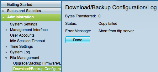 error message tftp aborted