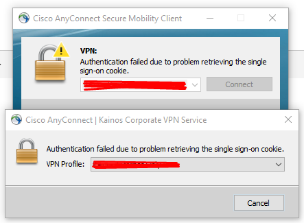 Solved: Cisco AnyConnect with Azure Single Sign-On failing with problem  retrieving SSO cookie - Cisco Community