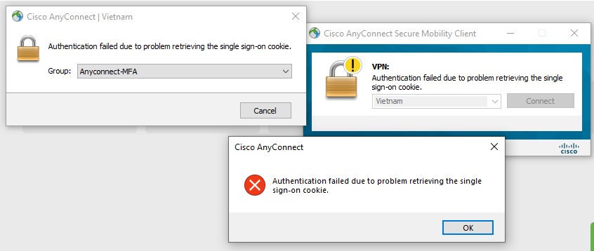 Authentication failed due to problem retrieving the single sign-on cookie -  Cisco Community