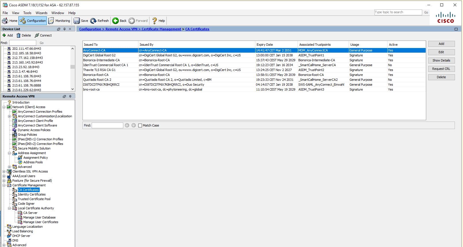 FPR 2110 (ASA rel ): AnyConnect error Certificate Validation Failure