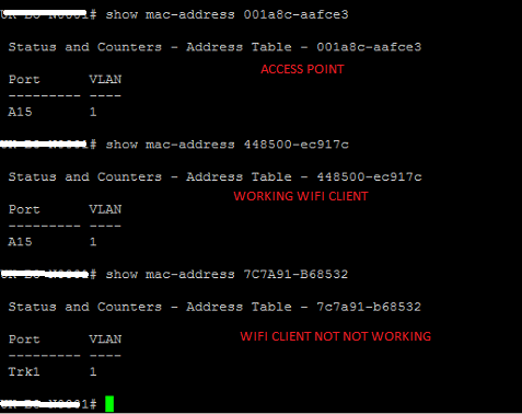 ping switch for mac address and shiw which port