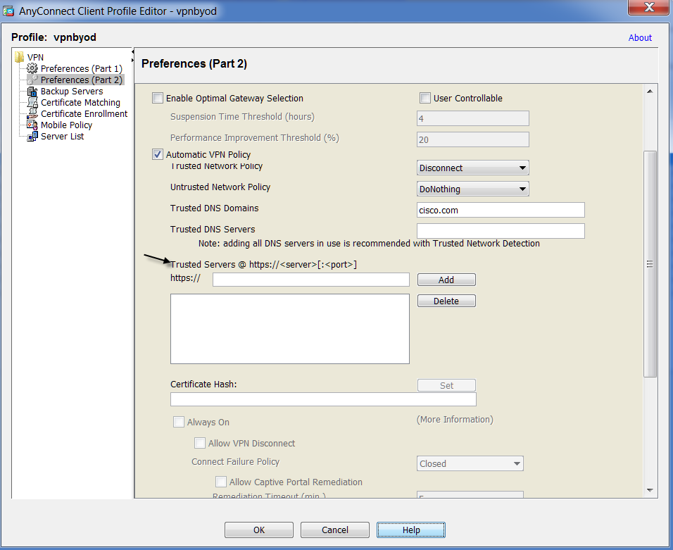 aruba bluecross cisco vpn setup