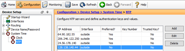 Solved How To Sync Clock Of Cisco Asa 5505 From Ntp Server On Internet