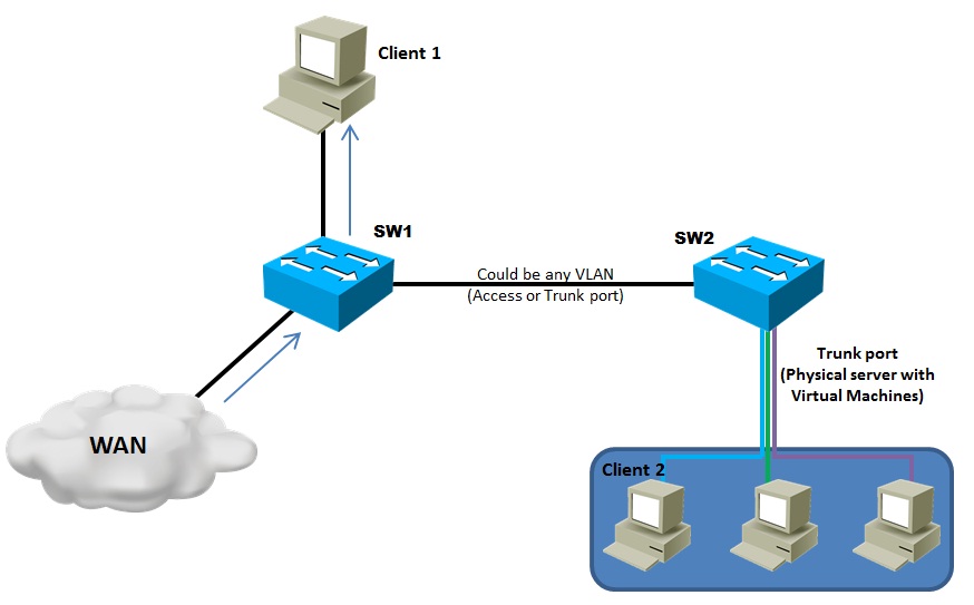 Port mirroring over 2 switches (to the VM over the trunk) - Cisco Community