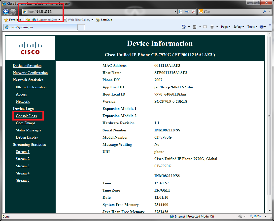 Collecting console logs from Cisco Unified 7900 Series IP Phone - Cisco  Community