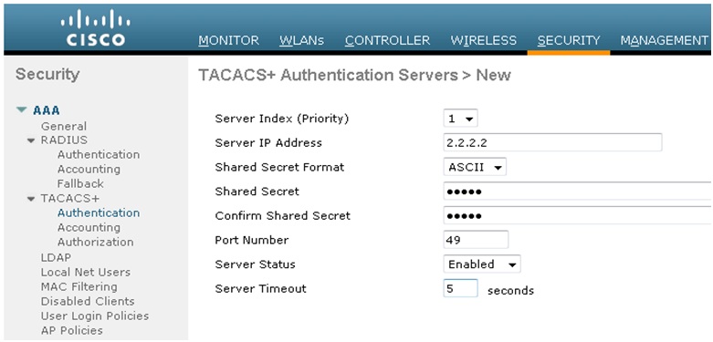 Cisco Wlc And Acs 5 X Tacacs Configuration Example For Web