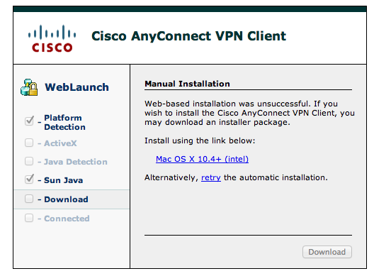 Cisco anyconnect vpn client for mac os x 10.7