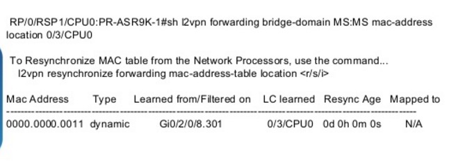 asr9k show mac address table