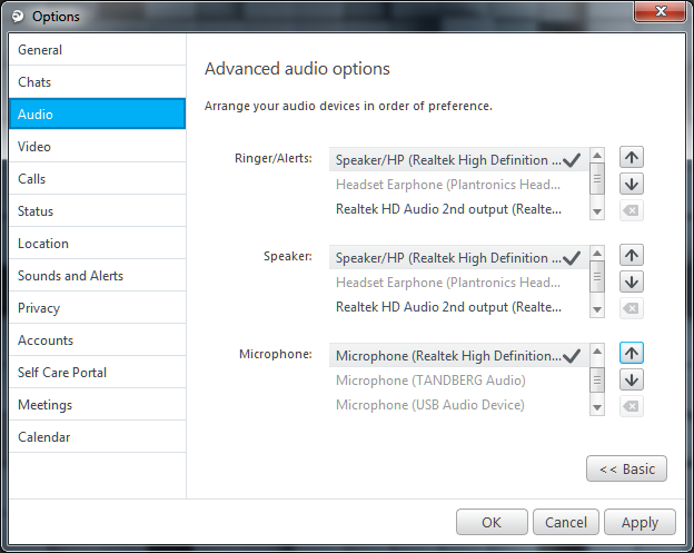 Jabber for Windows Audio Setting Method 3