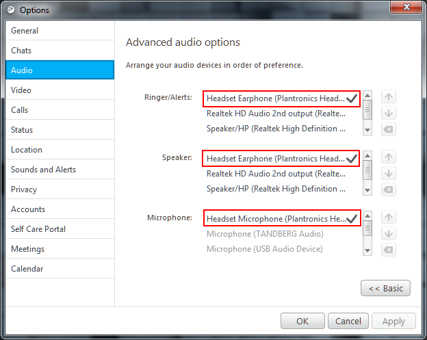 Jabber for Windows Audio Setting Method 6