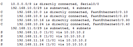 &quot;show ip route&quot; on the first router