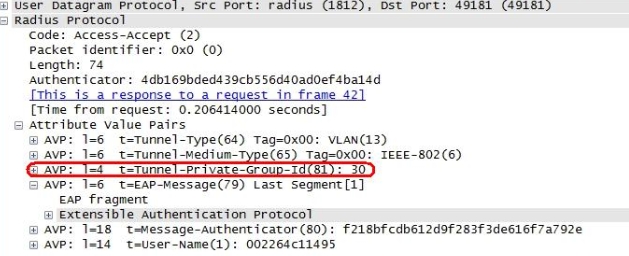 Radius accept message