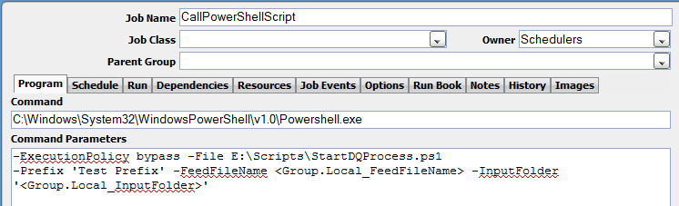 TES Job Definition Calling Power Shell Script