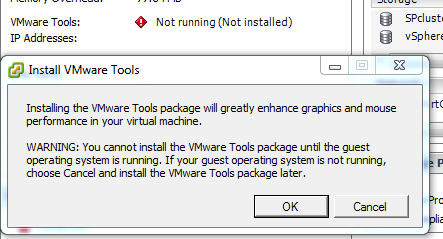 Unable to install vmware tools an error occurred while performing