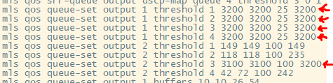 mls qos queue-set output 2 threshold 3 3100 3100 100 3200 and others.PNG
