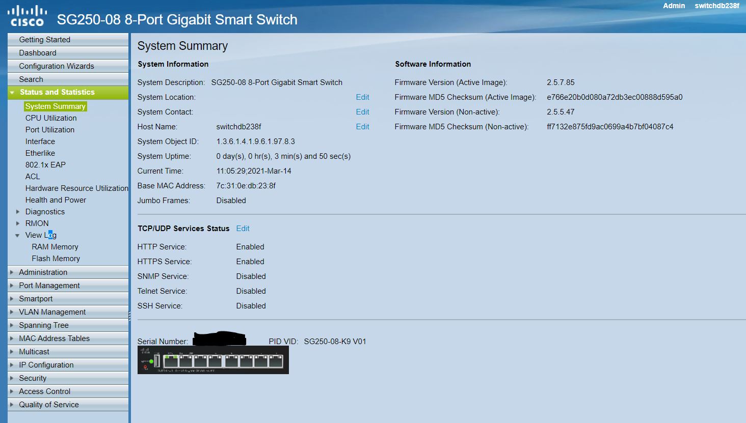Solved: SG250 - Latest Firmware 2.5.7.85 will not load after upgrade and  reboot. - Cisco Community