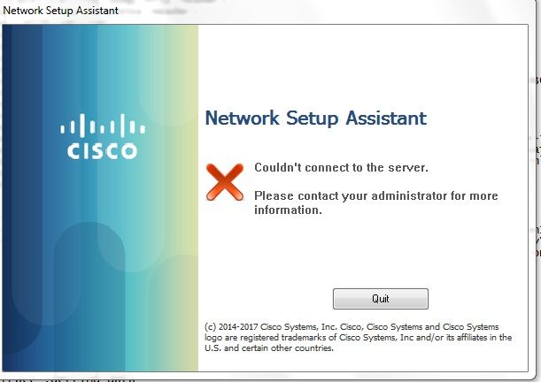 Solved: Network Setup Assitant Couldn'T Connect To The Server - Cisco  Community