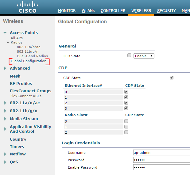 Solved: Cisco WLC - Default AP username/password change - Cisco Community