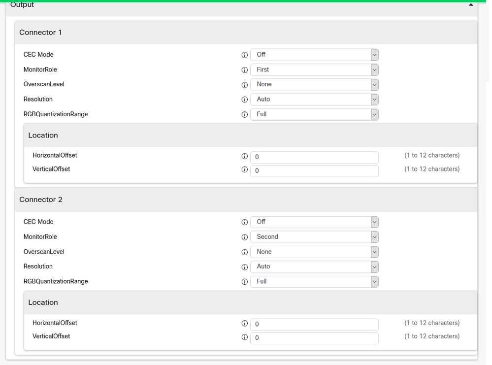 Output config