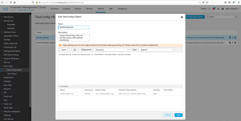 Flexconfig object