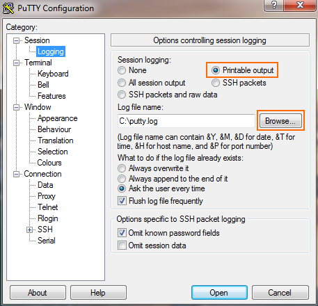 Logging - PuTTY Config.png
