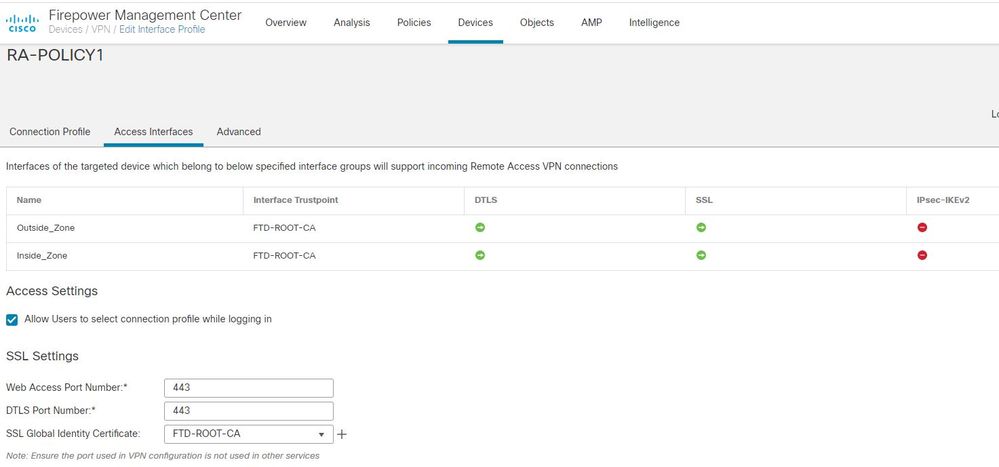 Remote Access->Access Interfaces