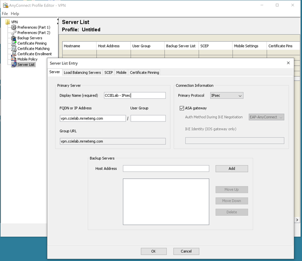 AnyConnect VPN Profile Editor