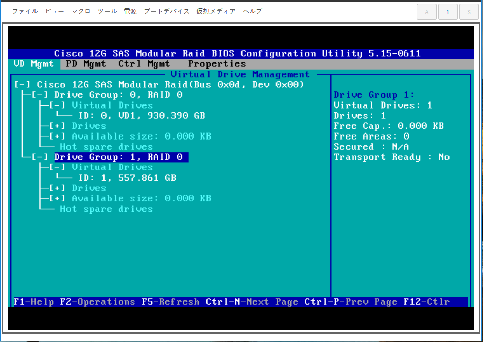 Cisco 12G SAS Modular Raid BIOS configuration Utilityの使用方法 Cisco