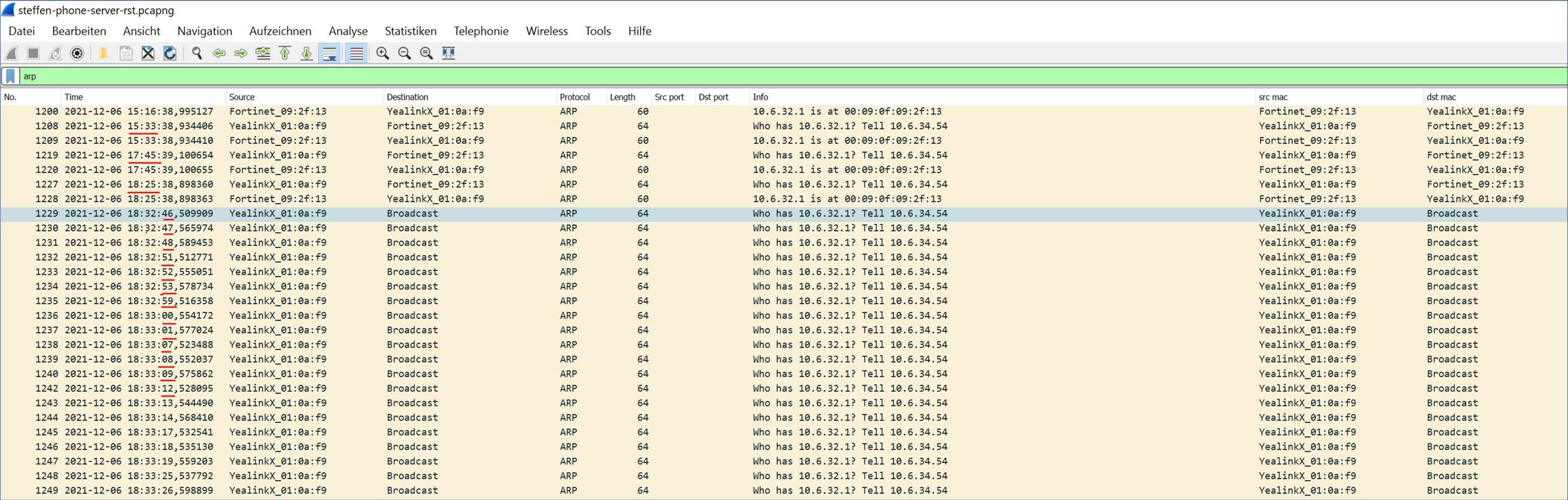 ARP Broadcast not visible in VLAN until port-security is disabled