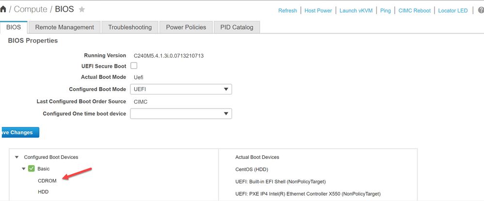 Boot from Host Upgrade Utility iso