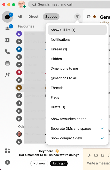 Solved How To Show Unread Messages And Spaces At The Begining On Webex