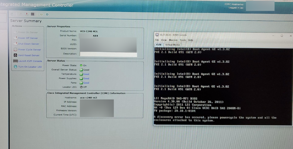 after I Removed power supply, error persists