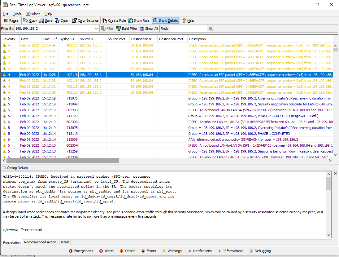 Solved: Establishing an IPsec tunnel between an ASA 5516 and a ...