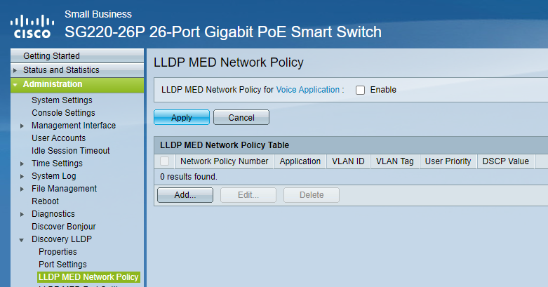 LLDP Network Policy 220