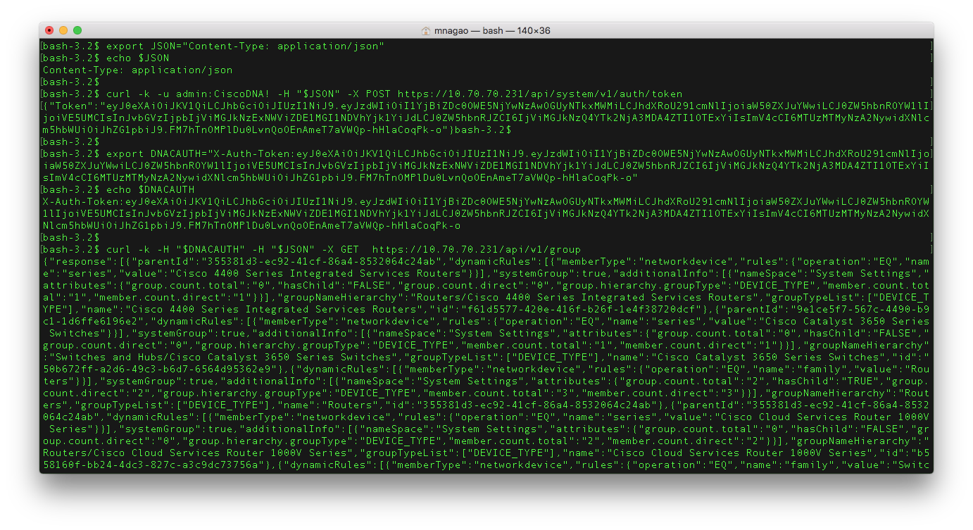 Dnac Curl Wget による Api アクセス Cisco Community