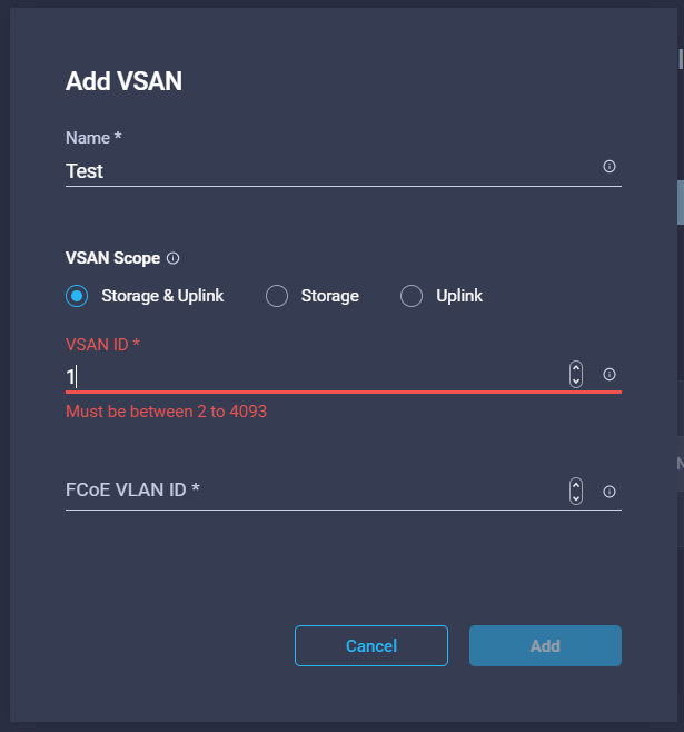 Cannot Define VSAN 1