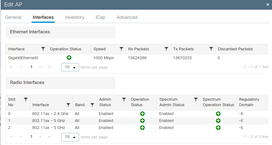 CleanAir Interface Status