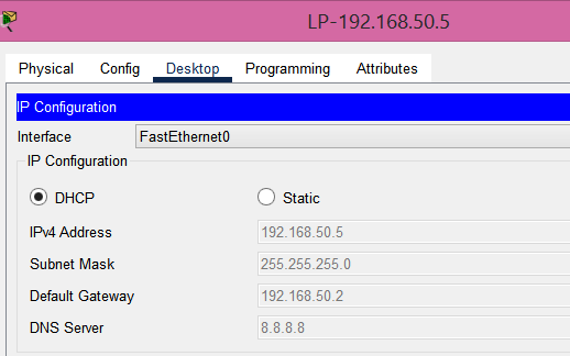 Client PC select DHCP