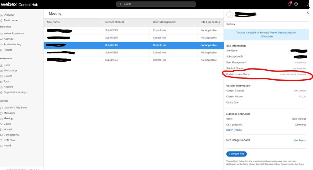 Control Hub -> Meetings