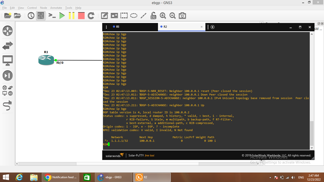 Solved Update BGP routing table after advertised new subnet