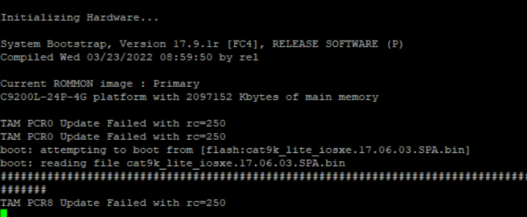 Solved: C9200-24P unknown error message at initializing - Cisco 