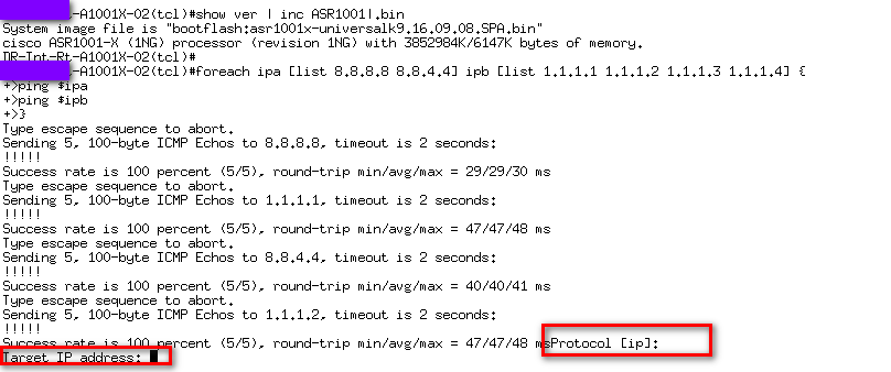 Solved: Need support tclsh script to ping IPs from multiple vrf - Cisco  Community