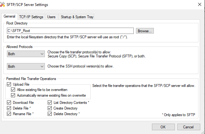 SCP Settings