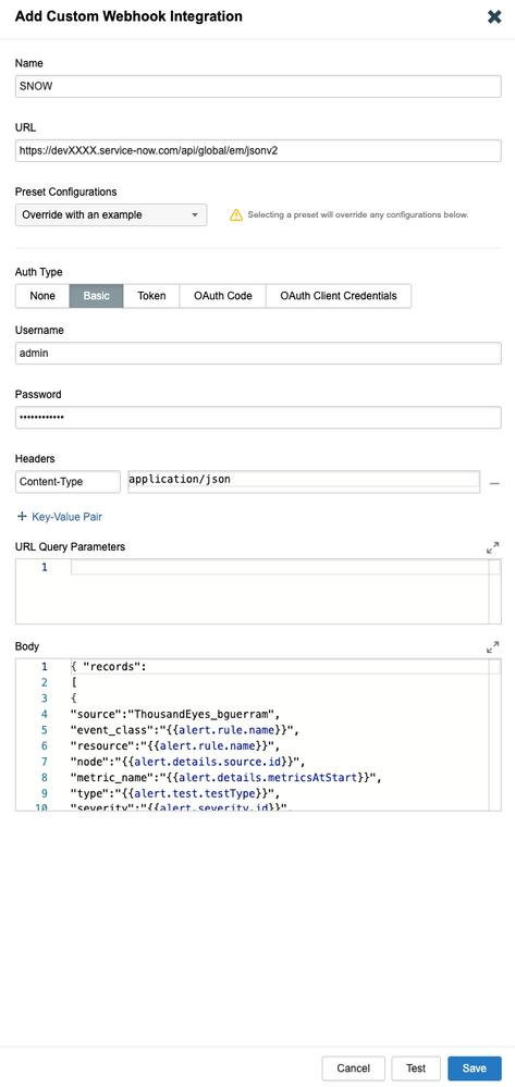 Custom Webhook with Basic Authentication