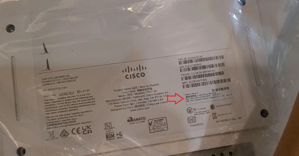 Cisco Webex Desk device printed in Mexico with a sticker, and it is made in China after being torn off.jpg