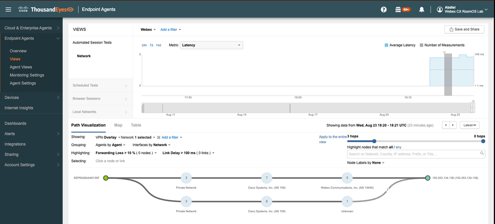 ThousandEyes Endpoint Agent Path Visualization.