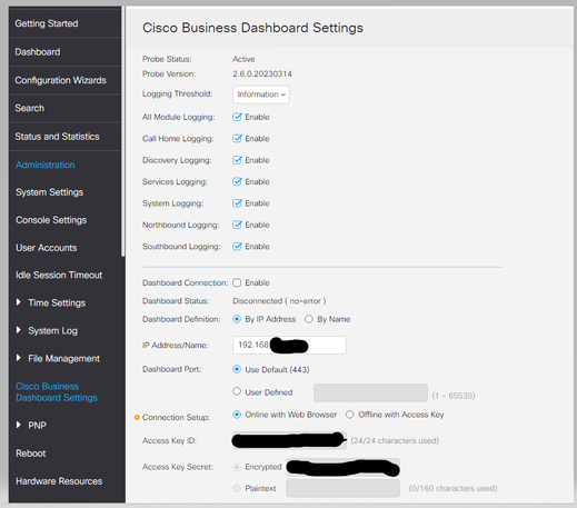 CBS CBD settings output