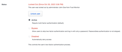 Locked out user status