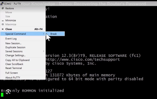cisco rommon mode enter